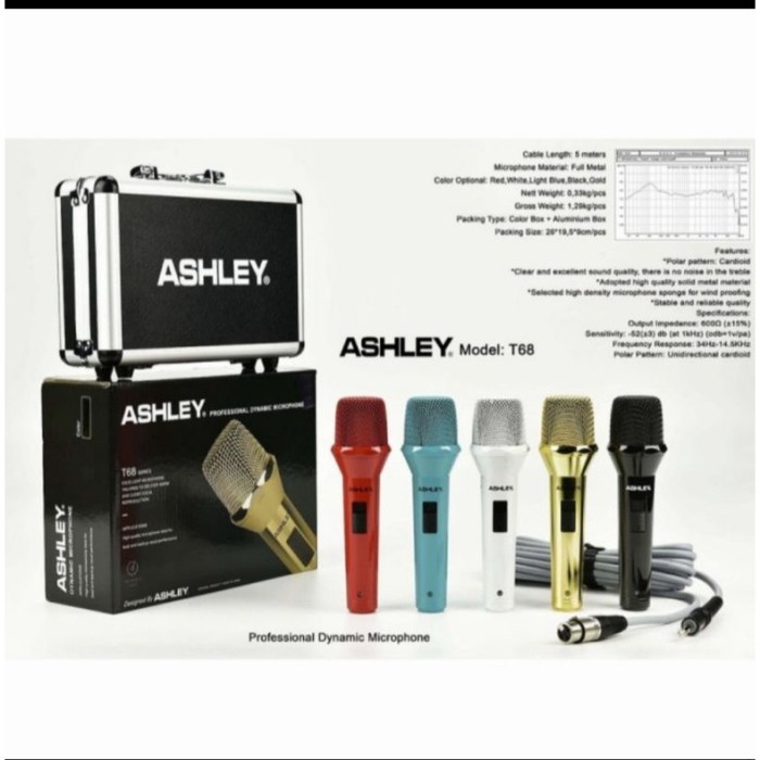 Mic kabel ashley T68 original ashley T 68 free koper mic Berkualitas