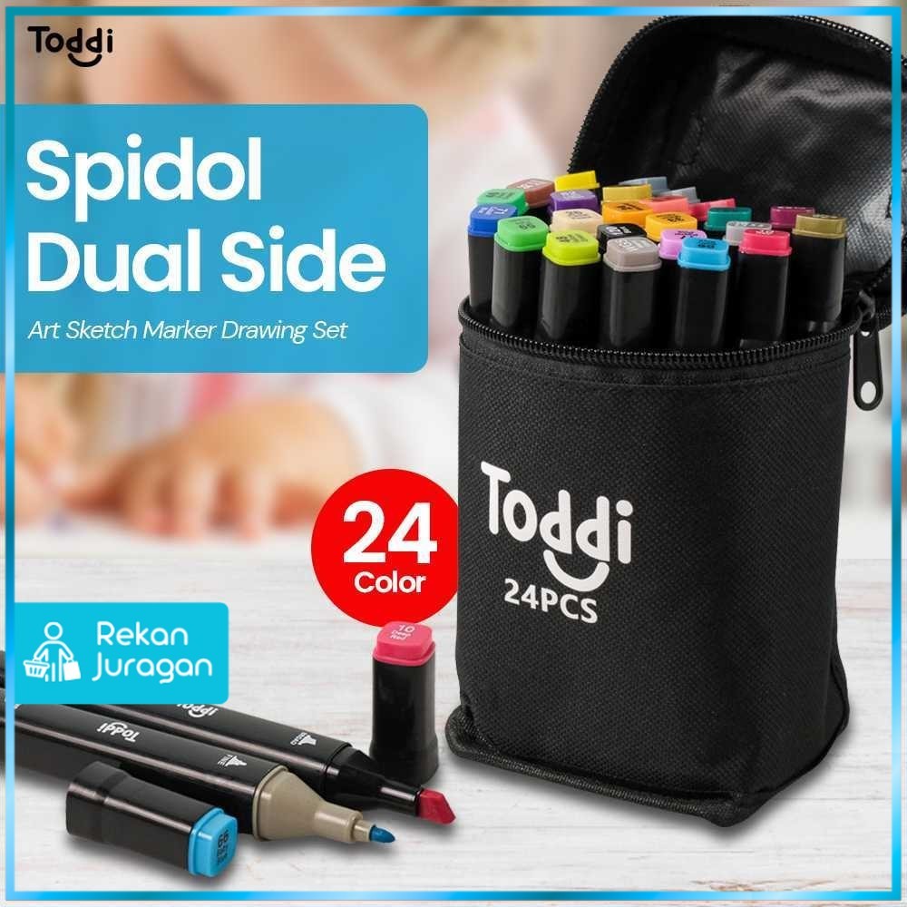 

Toddi Spidol Dual Side Fine Art Marker Brush Double Tip 1.0mm 6.0mm - CY-006