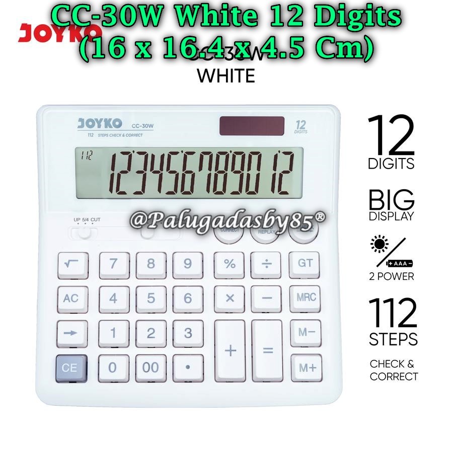 

(1 Biji) GROSIR Kalkulator JOYKO CC-30W White 12 Digits Check Correct / Calculator Joyko CC-30W