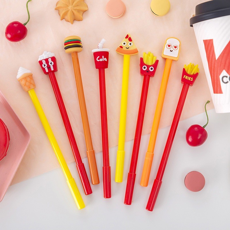 

MAOMAO Pena Fast Food Pena Karakter Lucu Model Junk Food Burger Soda Cola French Fries Pen Karakter