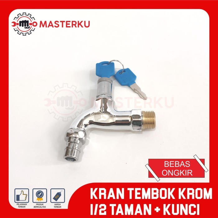 KRAN TEMBOK KROM TAMAN KUNCI 1/2/KRAN AIR OUTDOOR KUNCI/KRAN AIR + KUNCI PENGAMAN/KRAN PENGAMAN