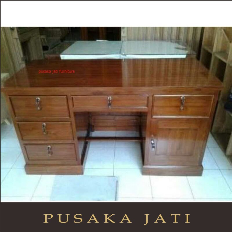 Meja kantor meja biro jati Jepara pusaka jati furniture