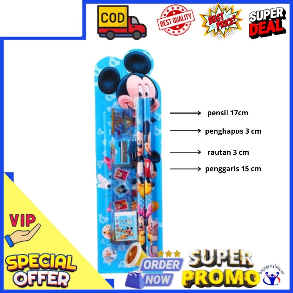 

Bisa Cod Paket Alat Tulis Sekolah 5 in 1 karakter Lucu / Alat Tulis Murah 1 Set / Pensil Set