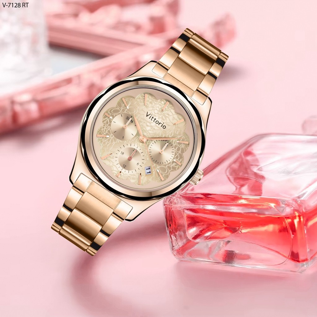Jam Tangan  Jam Tangan Wanita Vittorio 7128 Rantai Tanggal