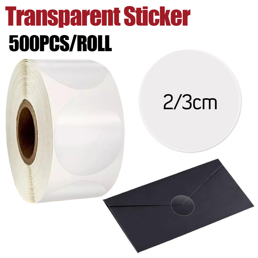 

Sticker Bulat Transparan 500pcs/roll sticker segel amplop Cocok untuk undangan dan penutup hadiah