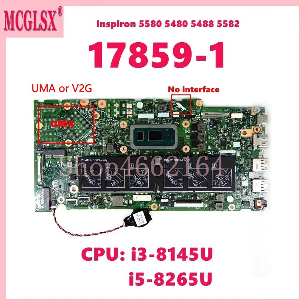 17859-1 With i3 i5 i7-8th Gen CPU Mainboard For DELL Inspiron 5482 5480 5580 5582 Vostro 5481 Laptop