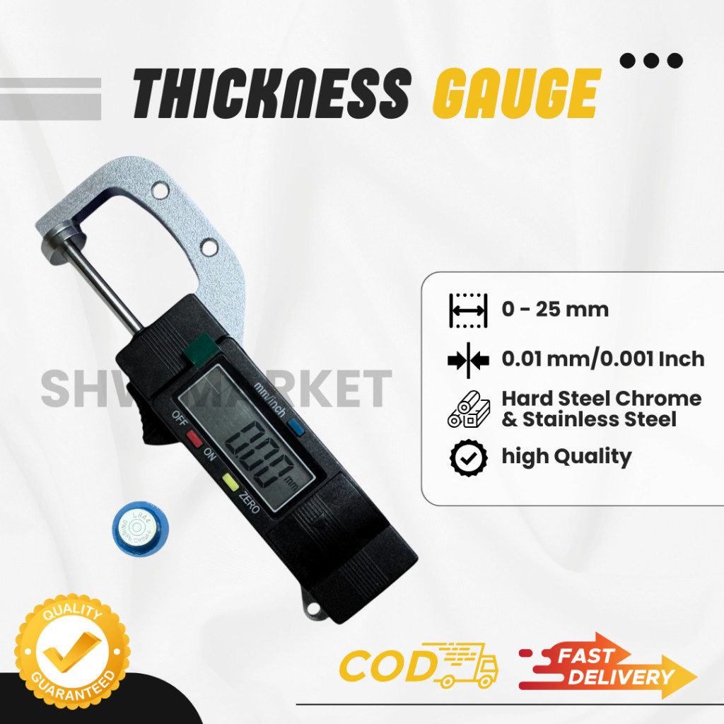 Digital Thickness Gauge Micrometer 0.001mm Digital Meter 0-25mm - 506