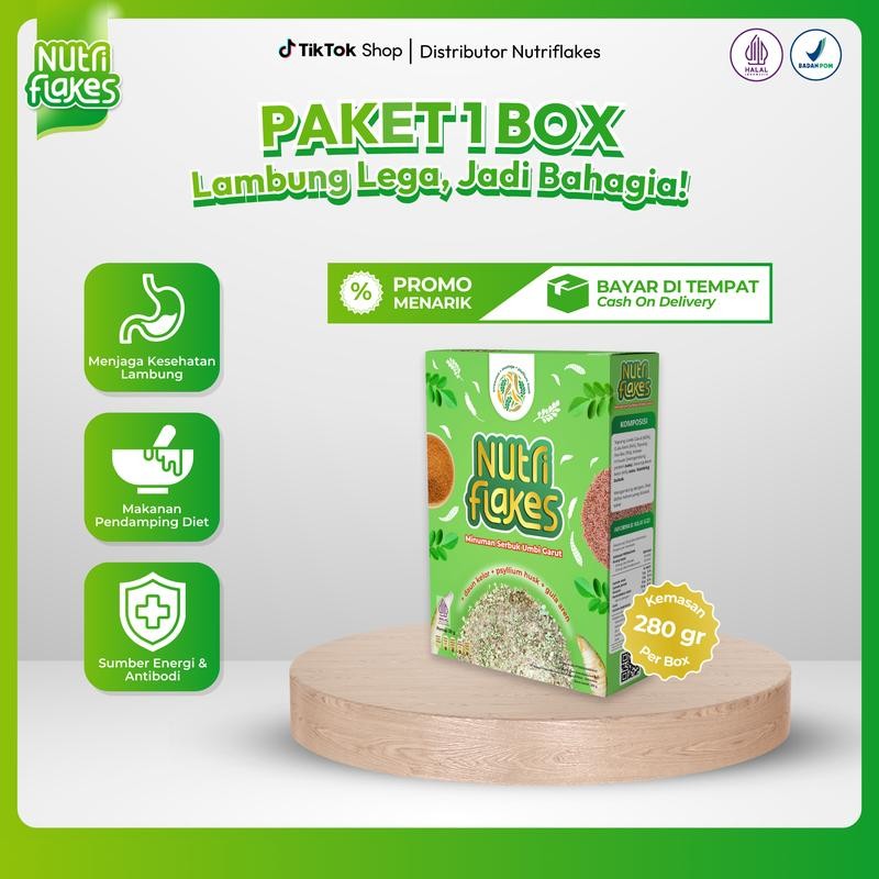 

Nutriflakes paket 1 box Cereal umbi garut dengan Susu Granola Oatmeal