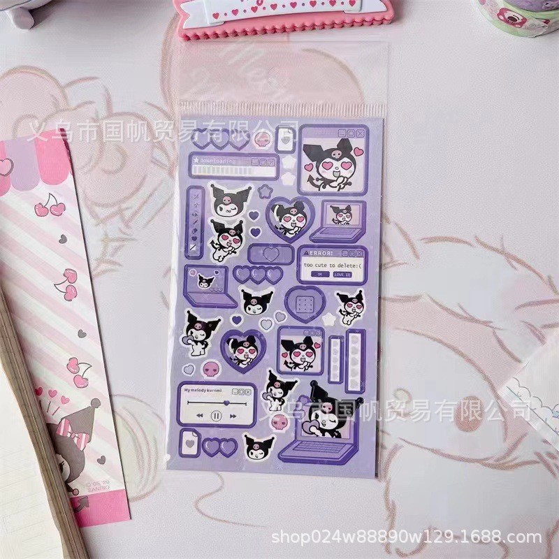 

Stiker Jurnal Lucu Kartun Cinnamoroll Kuromi Laser Set DIY Gaya Ins