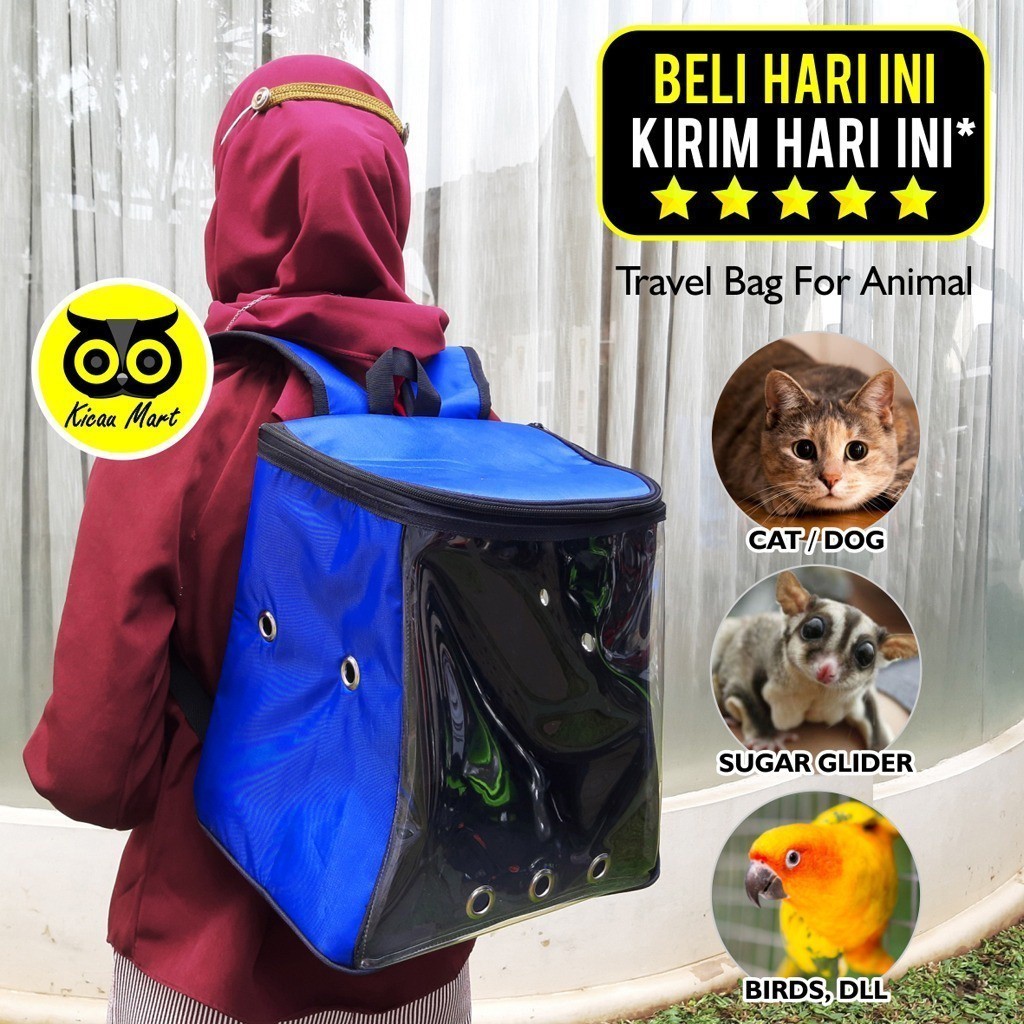 KICAU MART PET CARGO TAS HEWAN MODEL RANSEL TRANSPARAN TAS KUCING BURUNG ANJING HAMSTER SUGAR GLIDER