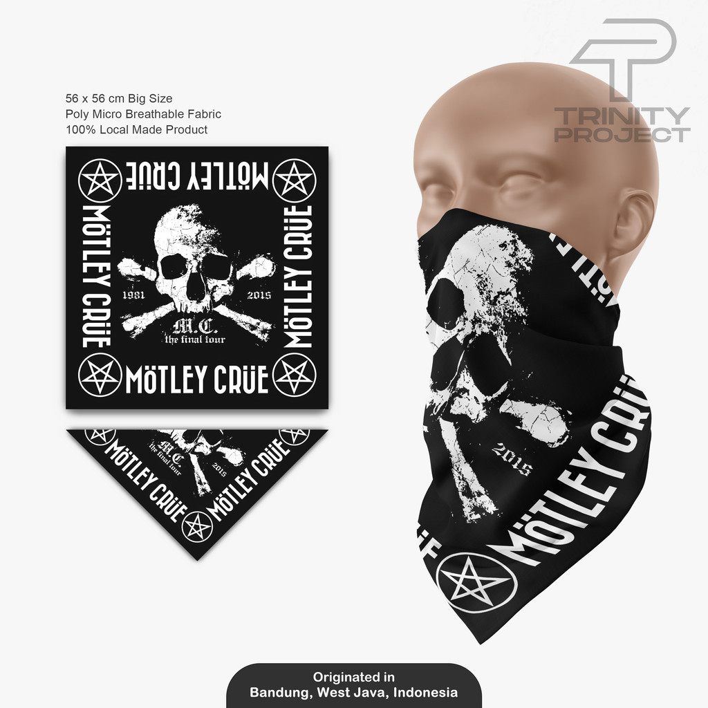 Motley Crue - Bandana /Paisley Masker Scarf /Band Death Metal /Bandana Slayer Unisex /Skena Aksesori