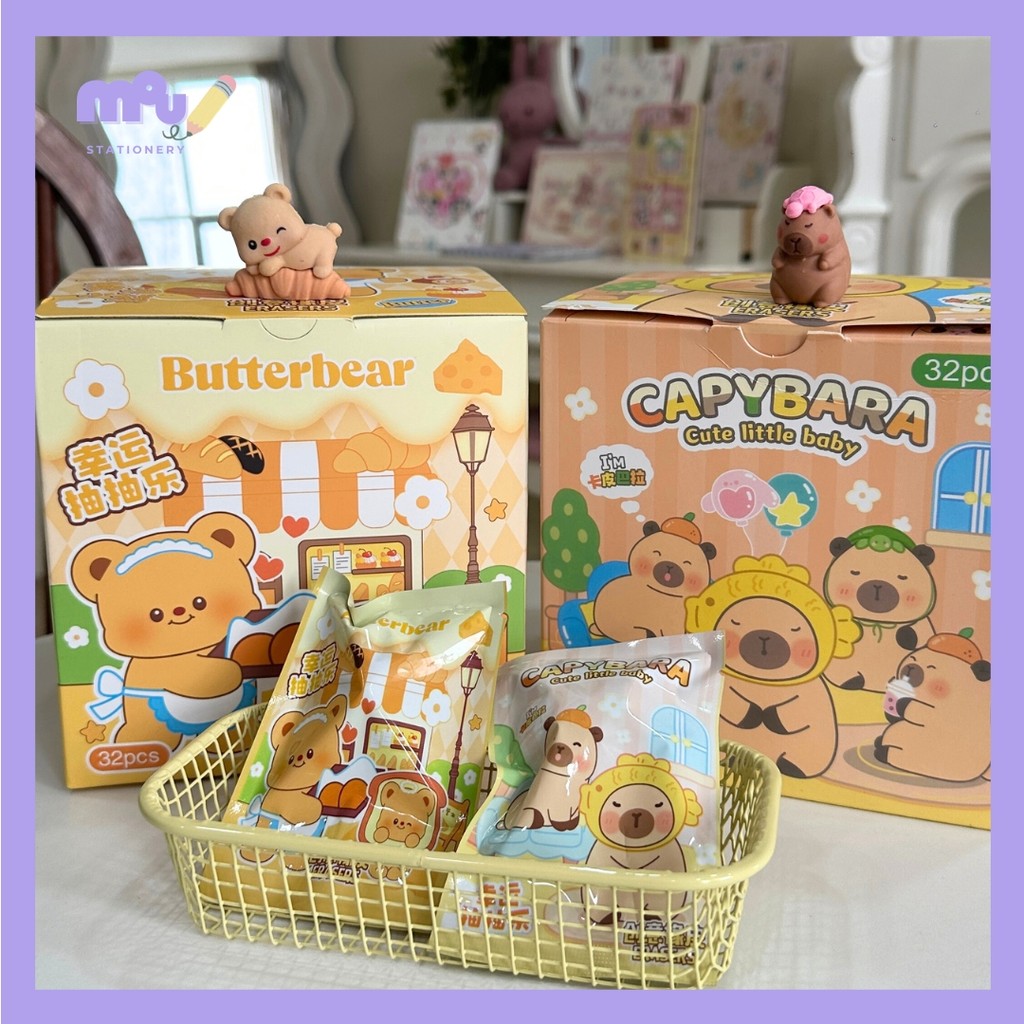 

[MOUMOU] Penghapus Blind Box Capybara & Bear Butter / Eraser Lucu / Kawaii Stationery / Hadiah Random Gemes
