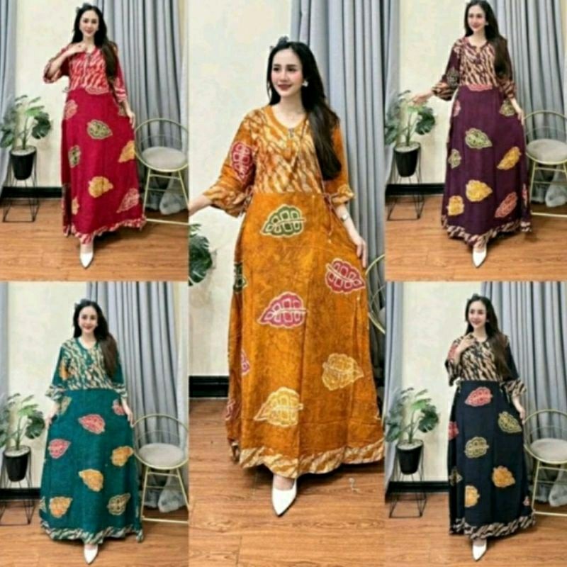 Daster Maura Panjang - Daster Batik Rempel Busui - Longdress Maura