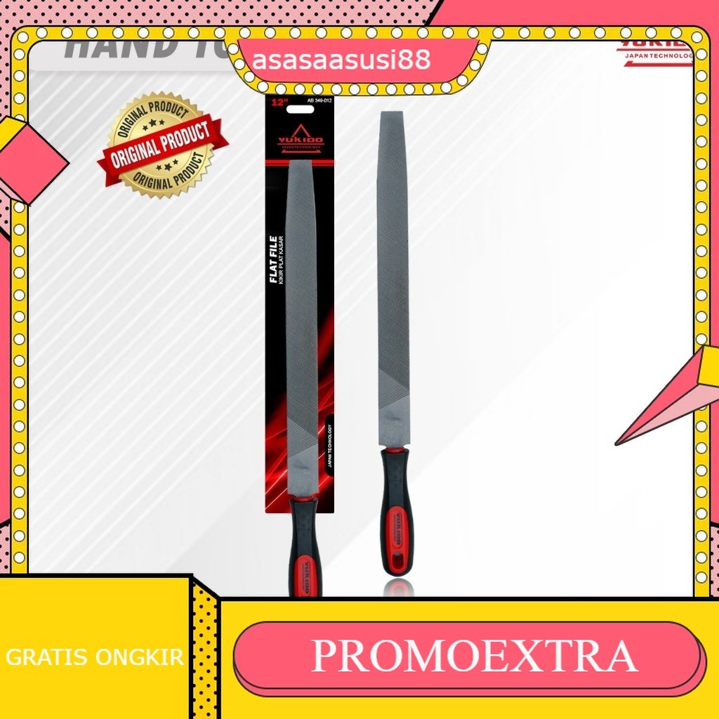 Kikir Plat + Gagang Karet 6/8/10/12 inchi Murah / Kikir Gepeng / Kikir Besi Plat  / Kikir Plat Kasar