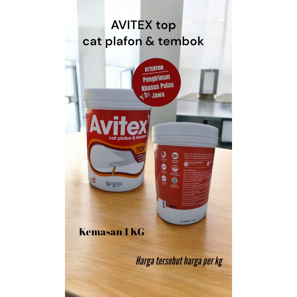 Avitex Top Cat Plafon & Tembok 1kg, Cat Avitex 1 Kg, Cat Tembok Dan Plafon 1 kg