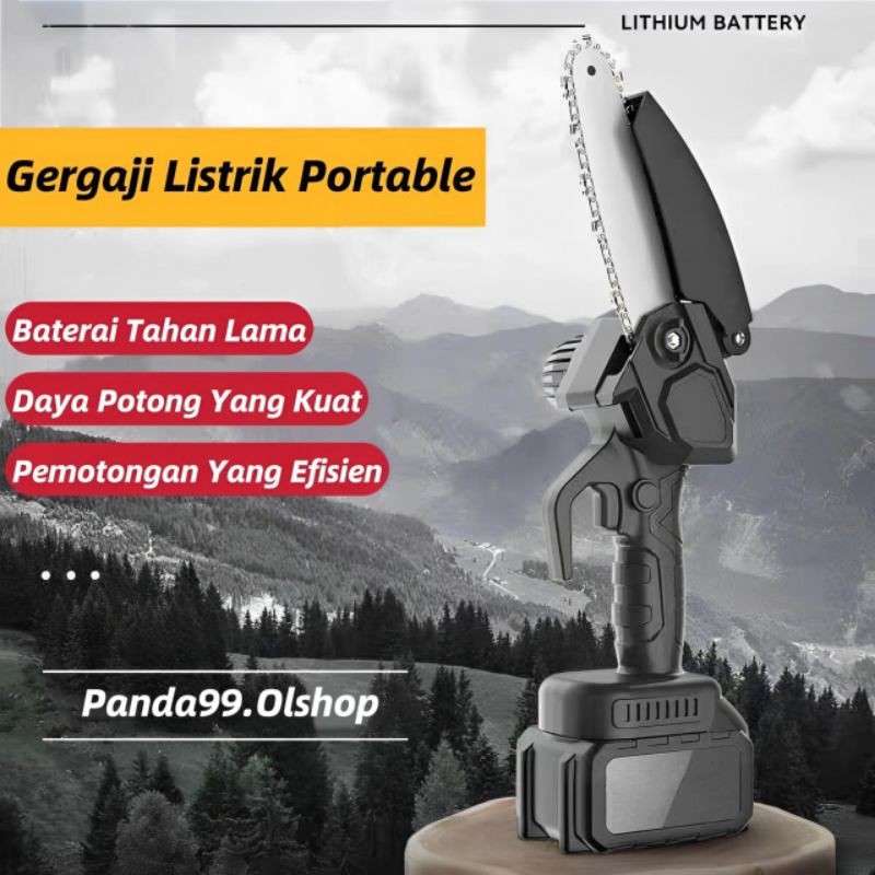 GANDISOP Chainsaw Mini 6 Inch Gergaji Listrik Portable Berbahan Tembaga Mini Gergaji Kayu Cordless L