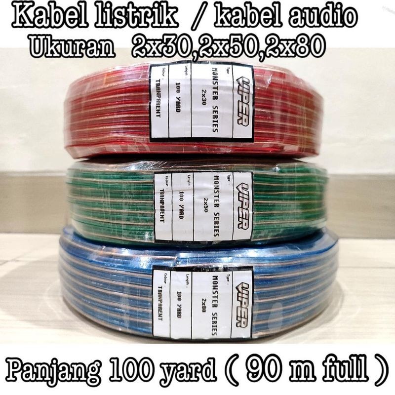 KABEL TRANSPARAN / KABEL AUDIO / KABEL LISTRIK VIPER 90 METER FULL ( 100 YARD)