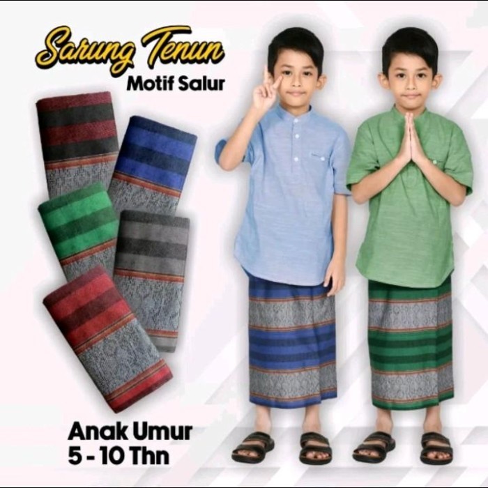 sarung anak laki laki  5-10 tahun / sarung anak junior - hijau salur
