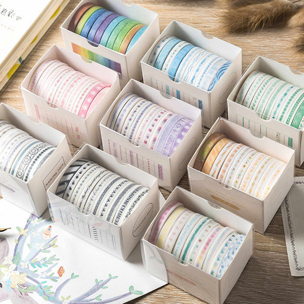 

10 rolls Washi Tape Set Masking Tape Selotip Aesthetic Deco Washi Tape 1 box Selotip Washi Warna Warni Aesthetic Jurnal DIY Scrapbook barang aesthetic