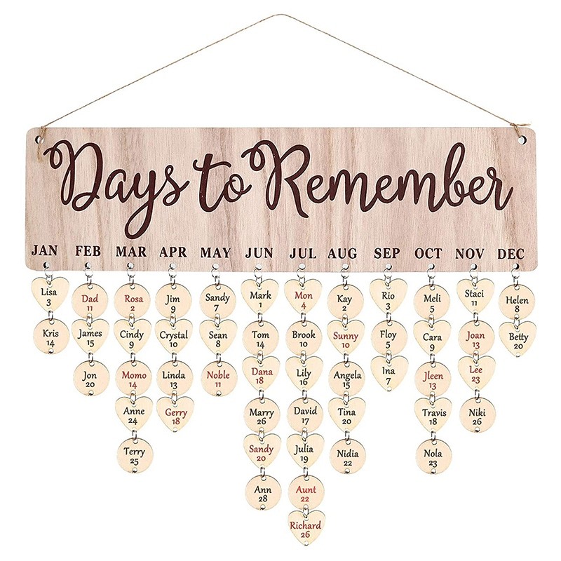 

Wooden Calendar Birthday Reminder Wall Hanging with Tags DIY Hanging Wooden Birthday Reminder Calendar Home Wall Decor