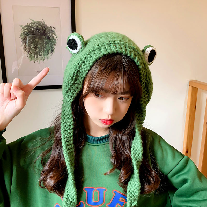 Cute Ladies Frog Hat Beanies Knitted Winter Hat Skullies Knitted Hat Cap Costume Accessory Gifts War