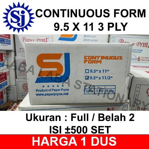 

KERTAS CONTINUOUS FORM 3 PLY 9.5 X 11 SJ PAPER PRINT A4 / RANGKAP