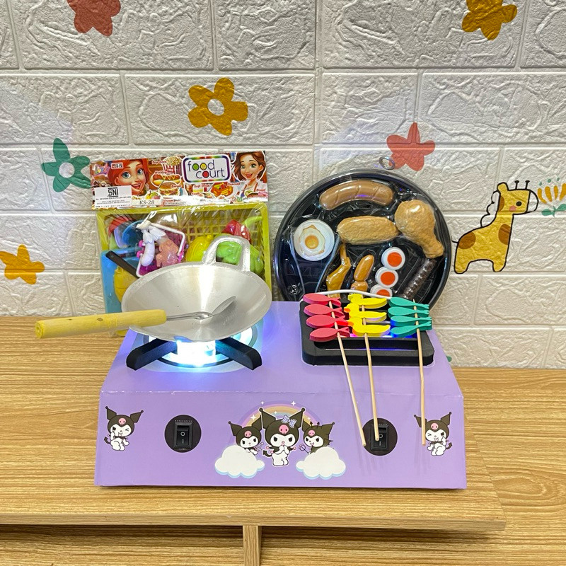 Kompor Mainan Anak / Kompor Mainan Led Kuromi / Mainan Kompor Led Bisa Nyala / Mainan Memasak