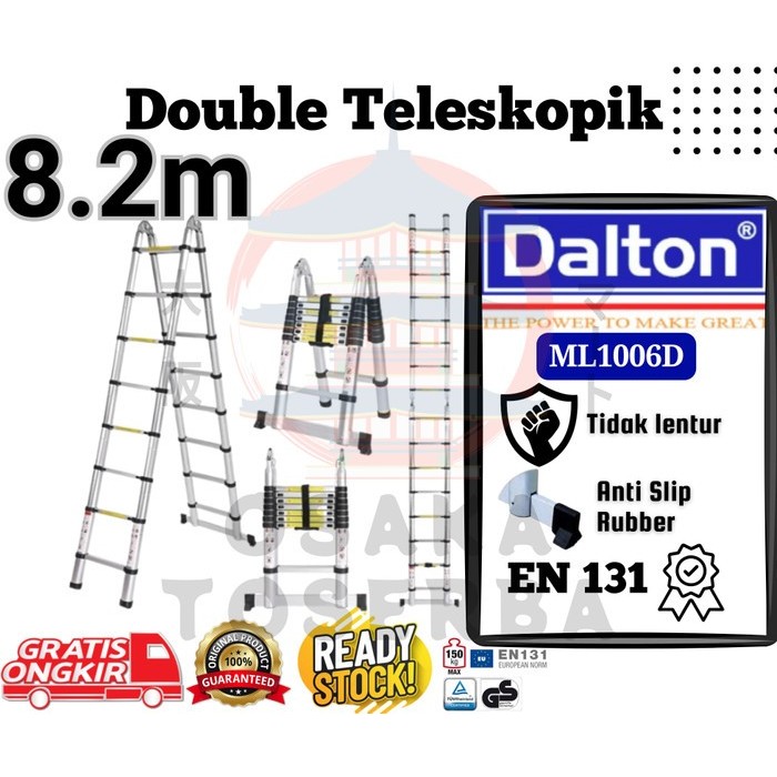 Tangga Double Teleskopik 8.2M DALTON ( 4.1m x 4.1m ) / Tangga lipat teleskopik 8.2 Meter ML-1006D