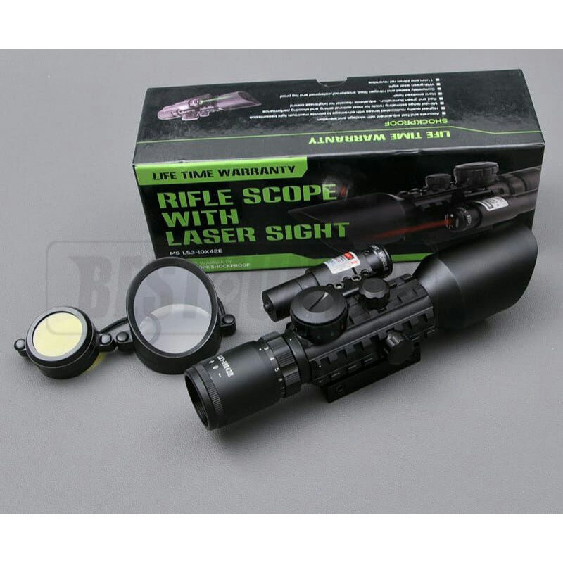 NEW TELESKOPE ACCURATE M9 LS 3-10X42 E + LASER MURAH COD / LASER SCOPE TELE M9 / TELESKOP ACCURATE M