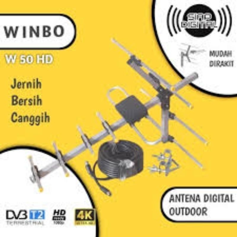 [KS] ANTENA TV DIGITAL OUTDOOR WINBO W-50 + KABEL 10 METER ANTENA TV LUAR DVBT2