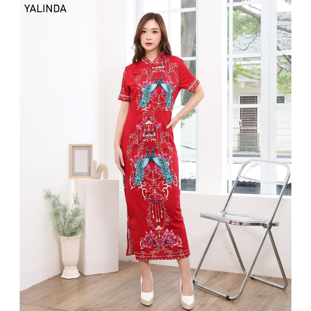 Evercloth Yalinda Dress Wanita Batik Couple Modern Dress Batik Modern Gaun Pesta Dress Batik Wanita 