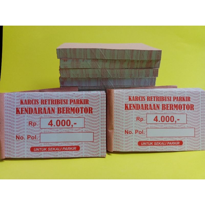 

KARCIS PARKIR NOMINAL 2 RIBU, 4 RIBU, 6 RIBU, 7 RIBU, 15 RIBU,TANPA NOMINAL