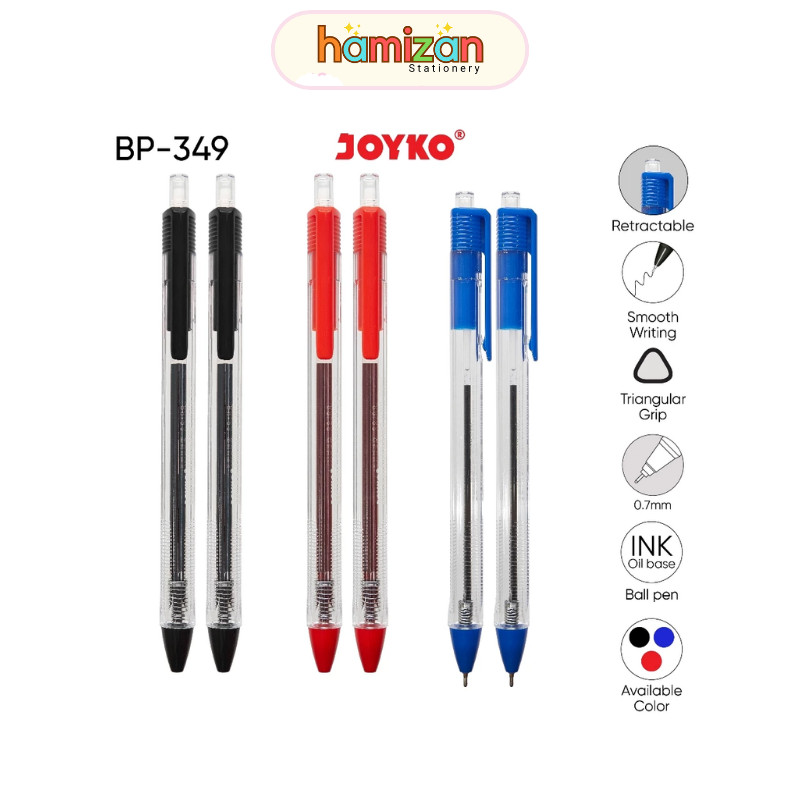 

Ball Pen Pulpen Pena Joyko BP-349 Vokus Trans 0.7 mm / ( 12 pcs ) Pulpen Vokus Cetrek Bodi Transparan Hitam Merah BP-349-12 / Ballpen Retractable Vokus Transparan / Pen Cetrek / Bolpoin Cetrek Vokus Body hitam Bp-338 Joyko isi 12 pcs