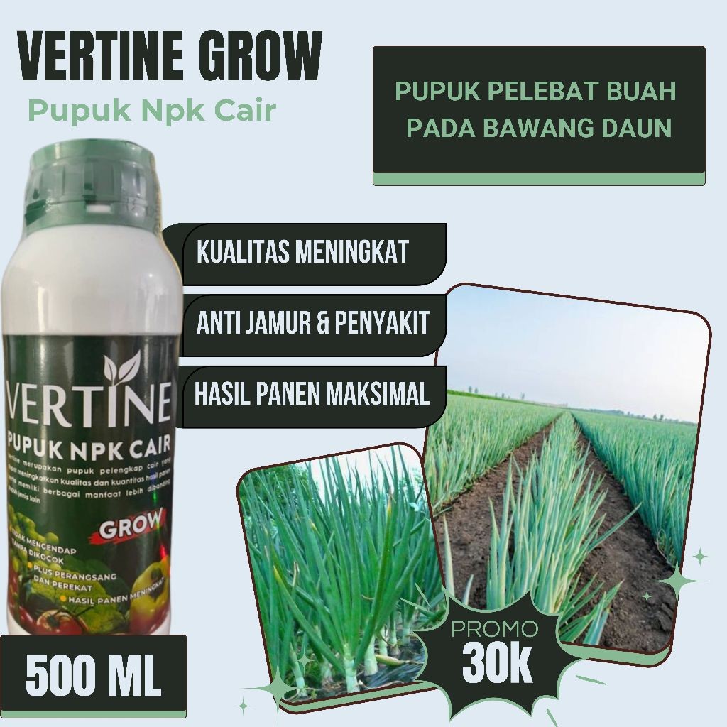 PUPUK BAWANG DAUN TERBAIK VERTINE GROW OBAT PENYUBUR BAWANG DAUN Mujarab Tahan di Musim Panas & Huja