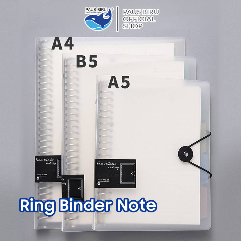 

Paus Biru - Binder Note A5/B5 Ring Transparan Loose-Leaf Notebook Strap Kunci HXX-3