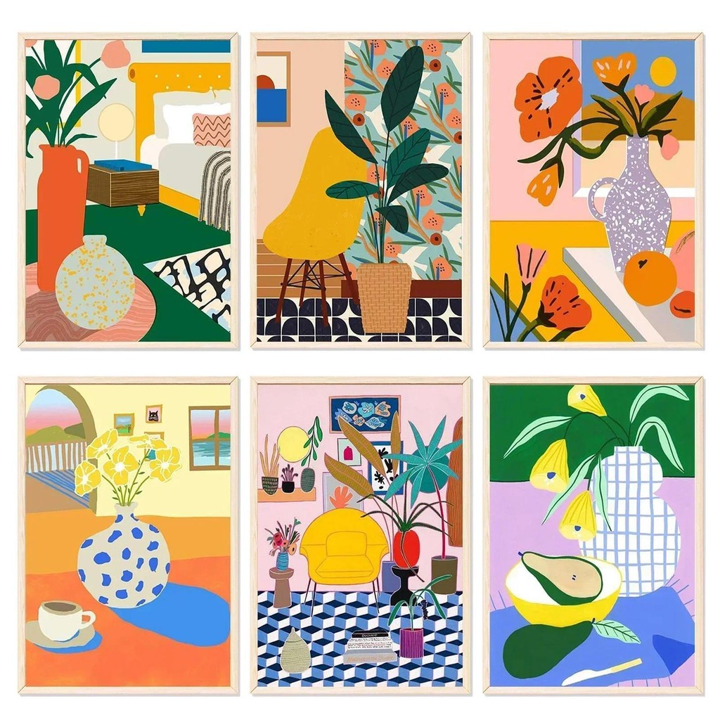 

6 Pack DIY Paint By Numbers Kit for Adults Vase, Acrylic Digital Oil Painting Art on Canvas Wall Decor Gift No Frame