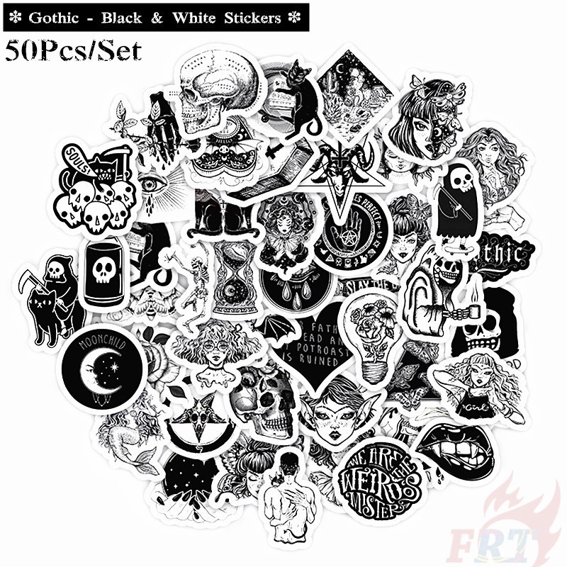 

Cetak Kilat - Gothic Punk Skull - Series 03 Black & White Skeleton Souls Stikers 50Pcs/Set DIY Fashion Decals Doodle Stikers