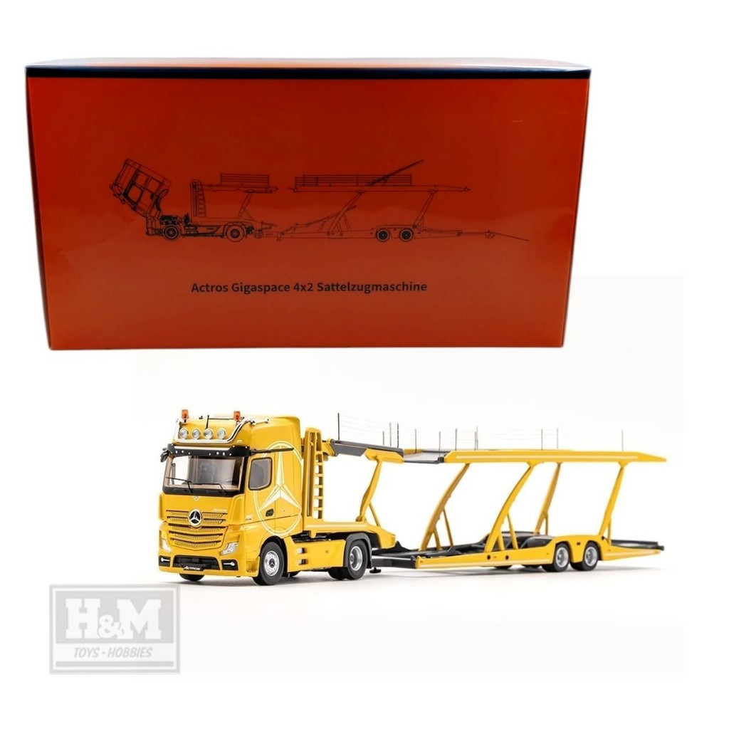 GCD 1/64 Mercedes-Benz AMG Actros Auto Transporter – Yellow