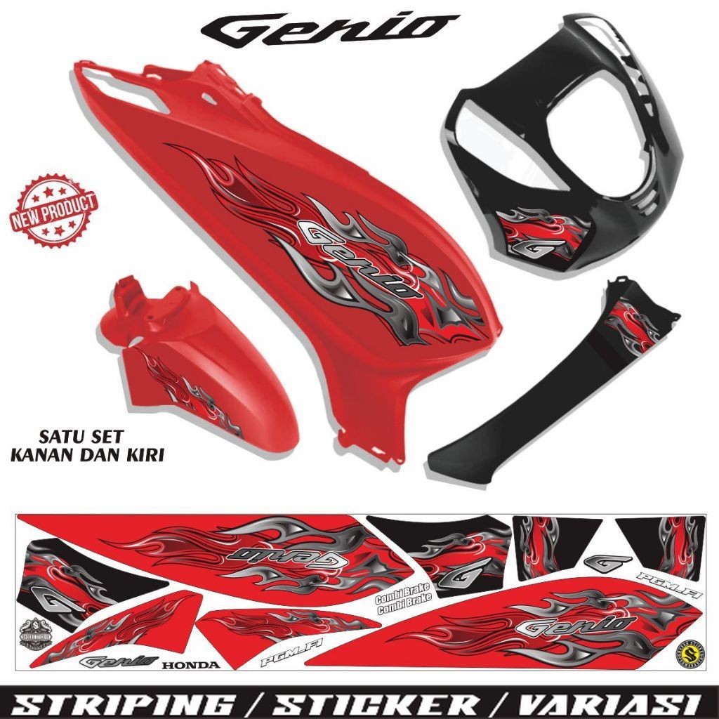 STIKER MOTOR GENIO / STRIPING VARIASI GENIO / STIKER TERLARIS simple variasi