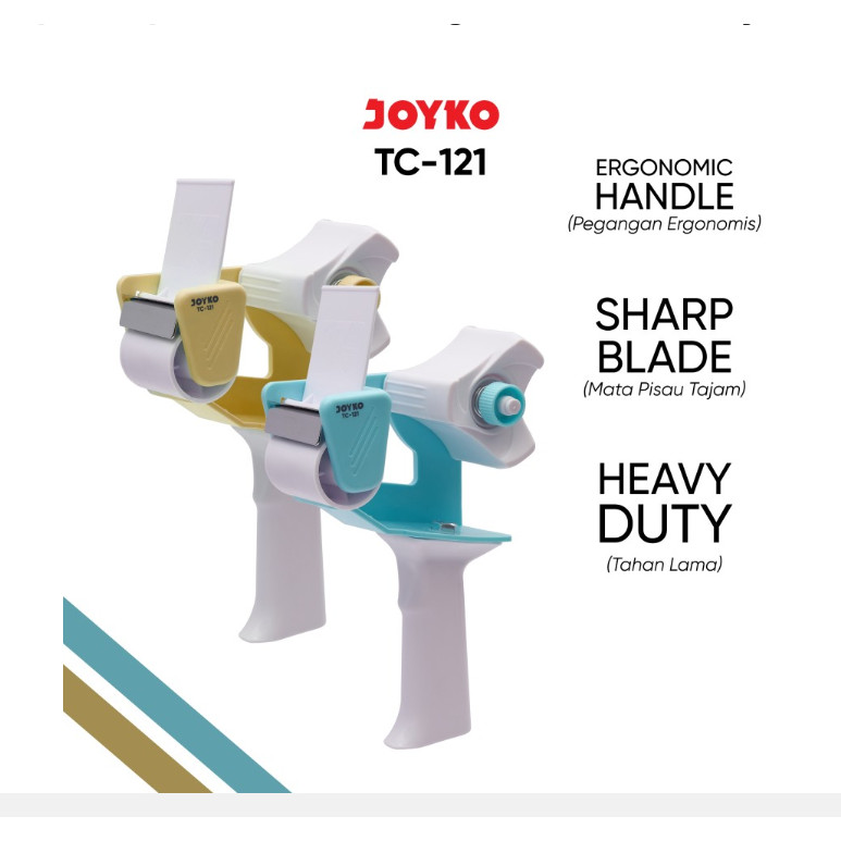 

( StaLand) DISPENSER LAKBAN JOYKO TC-121 / Tape Cutter / Pemotong Pita Perekat Lakban OPP Dengan Pegangan Gagang Joyko TC-121 Plastik
