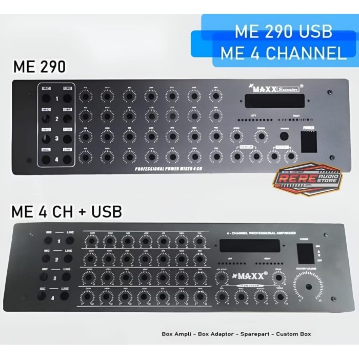 Box Power Mixer / Bok Power Amplifier+ Mixer 4 Channel + USB Maxx ME 290 Plat Tebal