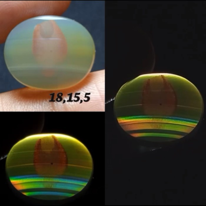 Natural Batu Akik Motif Gambar Meteor Atmosfer Pelangi Rainbow Antik