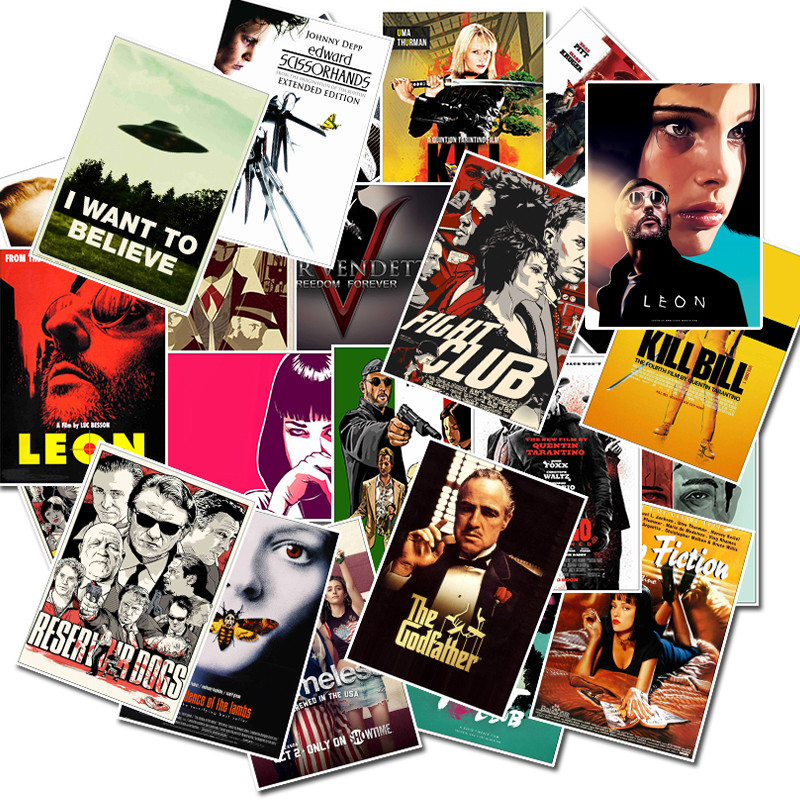 

25pcs Classic Movie stickers For Luggage Laptop Art Painting Kill Bill Pulp Fiction Poster Stickers waterproof skateboard toy