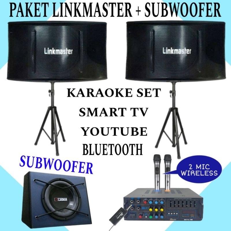 Paket Karaoke Set Linkmaster 10 Inch Plus Subwoofer Karaoke Smart Tv