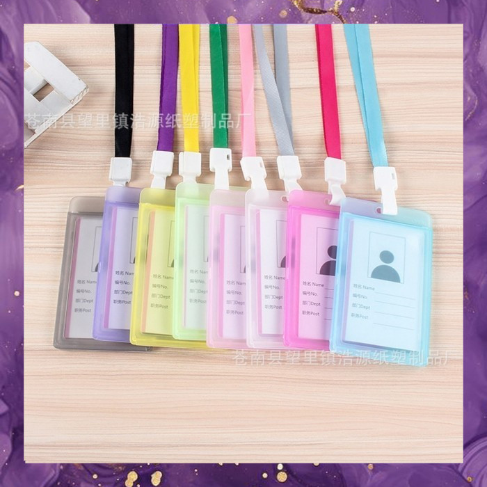 

(SBA) Gantungan NAME TAG Kartu Nama Plastik Vertikal Horizontal Lanyard Polos Warna Warni Transparan Tanda Pengenal AP1436C1