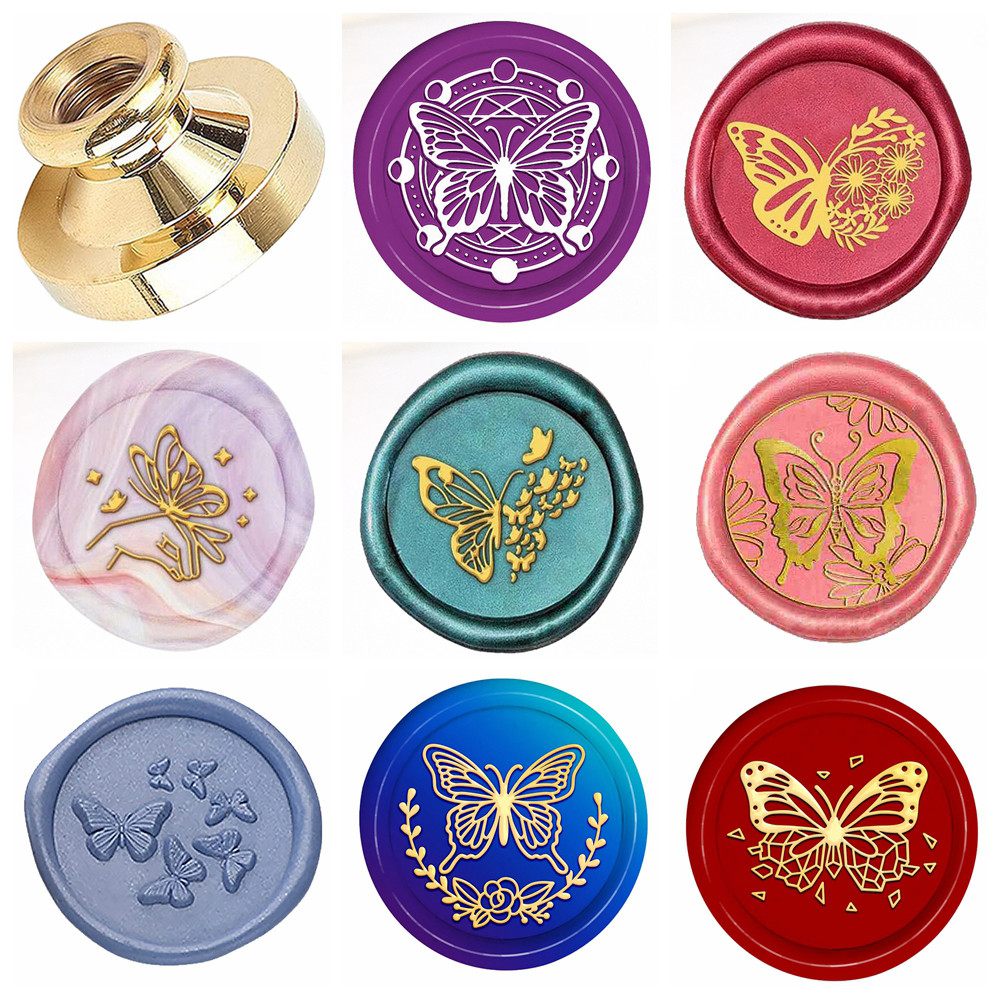 

1pc Creative Butterflies series Pattern Wax Seal Stamps Head 0.98" Removable Brass Heads For Decorating Invitations,Envelopes