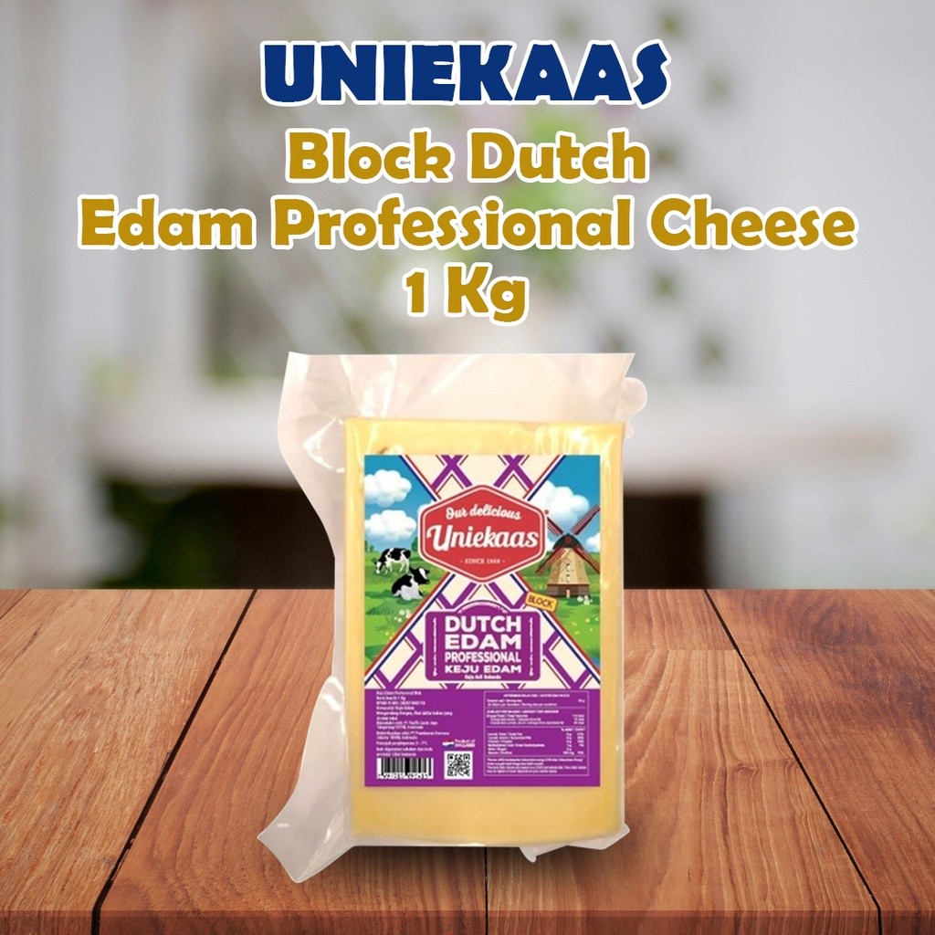 

UNIEKAAS Block Dutch Edam Professional Cheese / Keju Edam Professional Blok 1 Kg