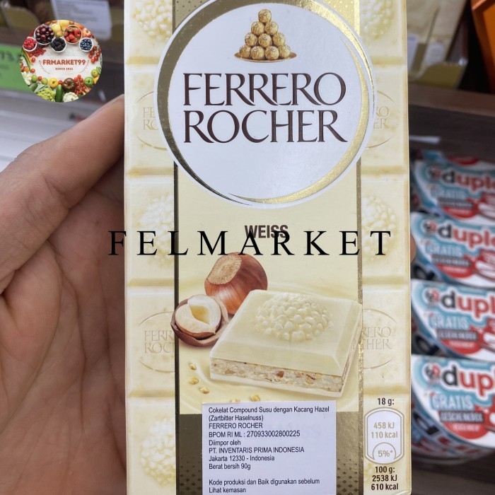 

Ferrero Rocher Weiss / Cokelat Compound Susu Dengan Kacang Hazel / 90 grm