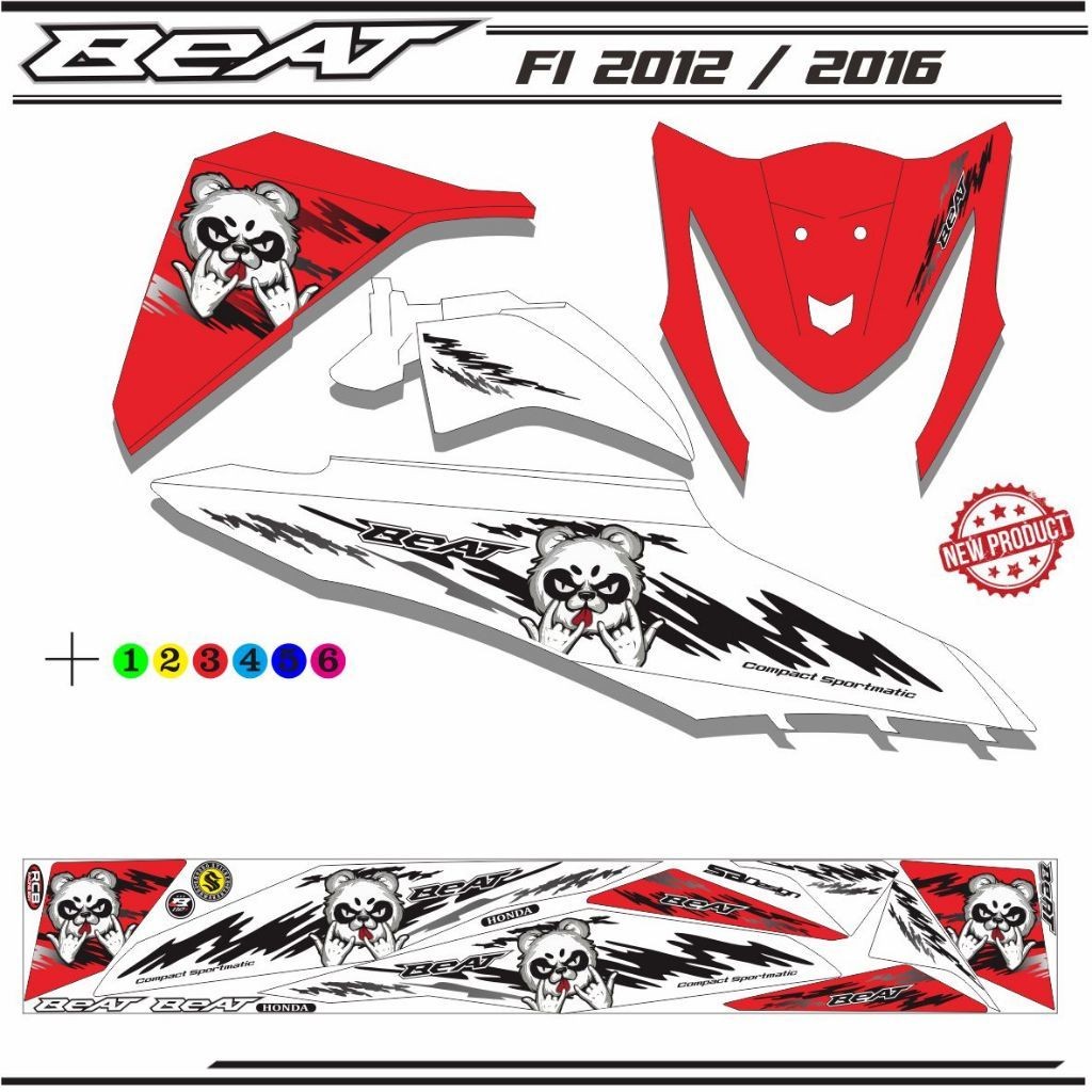 MOTIF STIKER POLET PANDA VARIASI MOTOR BEAT FI