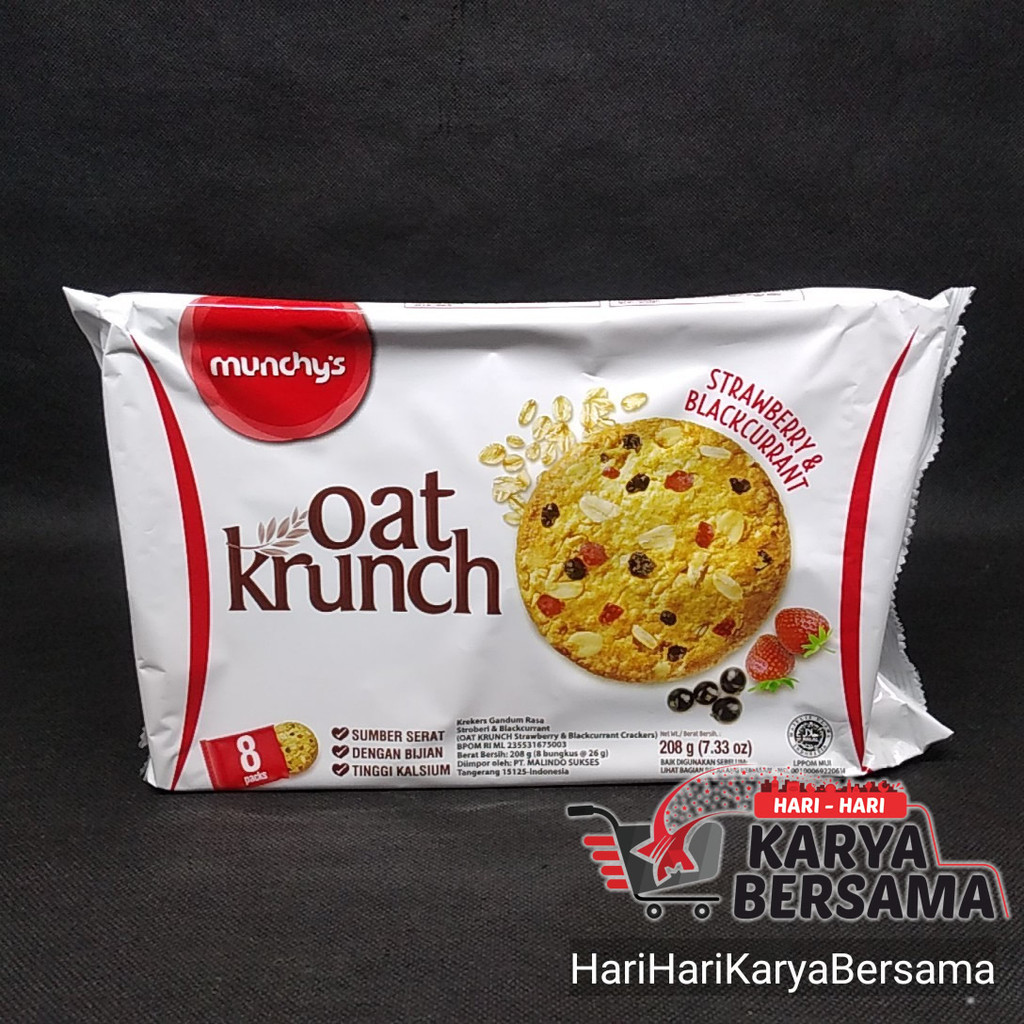 

MAKANAN RINGAN BISKUIT MUNCHY'S OAT KRUNCH BISKUIT STRAWBERRY & BLACKCURRANT 208GR